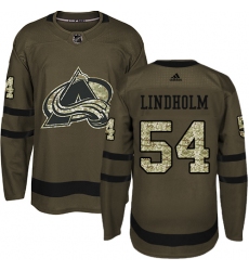 Youth Adidas Colorado Avalanche #54 Anton Lindholm Authentic Green Salute to Service NHL Jersey