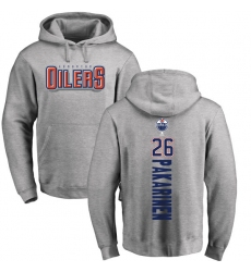 NHL Adidas Edmonton Oilers #26 Iiro Pakarinen Ash Backer Pullover Hoodie