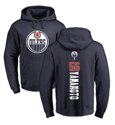 NHL Adidas Edmonton Oilers #56 Kailer Yamamoto Navy Blue Backer Pullover Hoodie