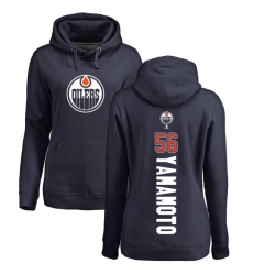 NHL Women's Adidas Edmonton Oilers #56 Kailer Yamamoto Navy Blue Backer Pullover Hoodie