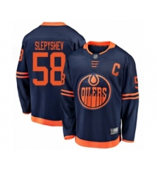 Men's Edmonton Oilers #58 Anton Slepyshev Authentic Navy Blue Alternate Fanatics Branded Breakaway Hockey Jersey