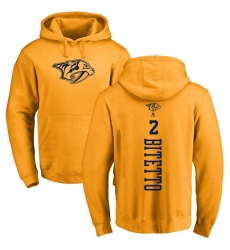 NHL Adidas Nashville Predators #2 Anthony Bitetto Gold One Color Backer Pullover Hoodie