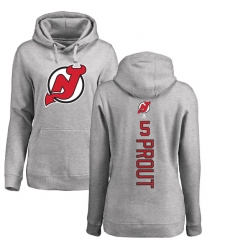 NHL Women's Adidas New Jersey Devils #5 Dalton Prout Ash Backer Pullover Hoodie