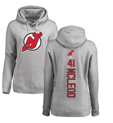 NHL Women's Adidas New Jersey Devils #41 Michael McLeod Ash Backer Pullover Hoodie