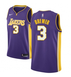 Men's Nike Los Angeles Lakers #3 Corey Brewer Swingman Purple NBA Jersey - Statement Edition