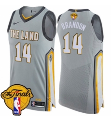Men's Nike Cleveland Cavaliers #14 Terrell Brandon Authentic Gray 2018 NBA Finals Bound NBA Jersey - City Edition