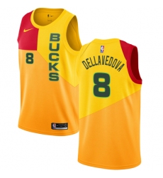 Youth Nike Milwaukee Bucks #8 Matthew Dellavedova Swingman Yellow NBA Jersey - City Edition