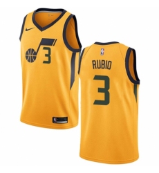 Men's Nike Utah Jazz #3 Ricky Rubio Swingman Gold NBA Jersey Statement Edition