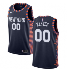Youth Nike New York Knicks #00 Enes Kanter Swingman Navy Blue NBA Jersey - 2018  19 City Edition
