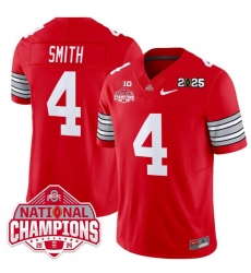 Men's Ohio State Buckeyes #4 Jeremiah Smith Red 2025 CFP Final With National Champions F.U.S.E. Vapor Limited Stitched Football Jersey