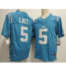 Men's Ole Miss Rebels #5 Kewan Lacy Limited Light Blue FUSE College Football Jersey
