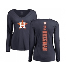 MLB Women's Nike Houston Astros #2 Alex Bregman Navy Blue Backer Long Sleeve T-Shirt