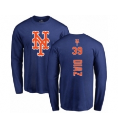Baseball New York Mets #39 Edwin Diaz Royal Blue Backer Long Sleeve T-Shirt