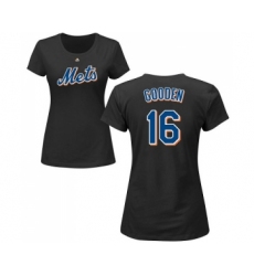 MLB Women's Nike New York Mets #16 Dwight Gooden Black Name & Number T-Shirt