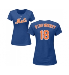 MLB Women's Nike New York Mets #18 Darryl Strawberry Royal Blue Name & Number T-Shirt