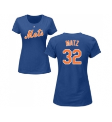 MLB Women's Nike New York Mets #32 Steven Matz Royal Blue Name & Number T-Shirt
