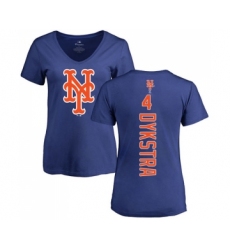 MLB Women's Nike New York Mets #4 Lenny Dykstra Royal Blue Backer T-Shirt