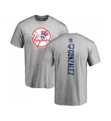 Baseball New York Yankees #43 Gio Gonzalez Ash Backer T-Shirt