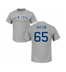 Baseball New York Yankees #65 James Paxton Gray Name & Number T-Shirt