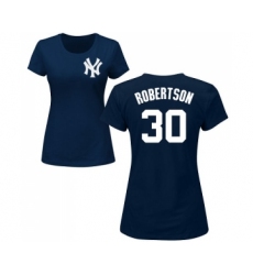 MLB Women's Nike New York Yankees #30 David Robertson Navy Blue Name & Number T-Shirt
