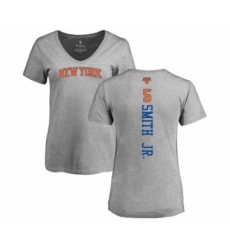 Basketball Women's New York Knicks #5 Dennis Smith Jr. Ash Backer T-Shirt