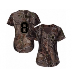 Women's Los Angeles Angels of Anaheim #8 Justin Upton Authentic Camo Realtree Collection Flex Base Baseball Jersey