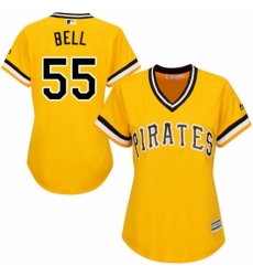Women's Majestic Pittsburgh Pirates #55 Josh Bell Replica Gold Alternate Cool Base MLB Jersey