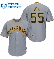 Youth Majestic Pittsburgh Pirates #55 Josh Bell Authentic Grey Road Cool Base MLB Jersey