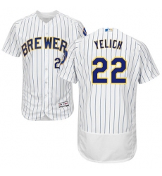 Men's Milwaukee Brewers #22 Christian Yelich White Strip Flexbase Authentic Collection Stitched MLB Jersey