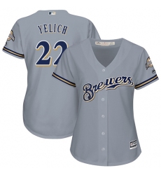 Women's Milwaukee Brewers #22 Christian Yelich Grey Road Stitched MLB Jersey