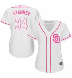 Women's Majestic San Diego Padres #34 Craig Stammen Authentic White Fashion Cool Base MLB Jersey