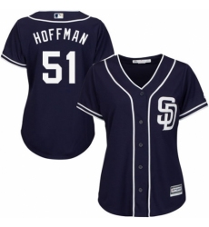 Women's Majestic San Diego Padres #51 Trevor Hoffman Replica Navy Blue Alternate 1 Cool Base MLB Jersey