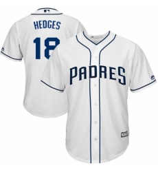 Youth Majestic San Diego Padres #18 Austin Hedges Replica White Home Cool Base MLB Jersey