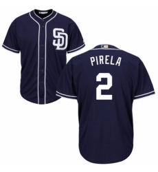 Youth Majestic San Diego Padres #2 Jose Pirela Authentic Navy Blue Alternate 1 Cool Base MLB Jersey