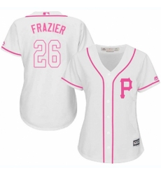 Women's Majestic Pittsburgh Pirates #26 Adam Frazier Replica White Fashion Cool Base MLB Jersey