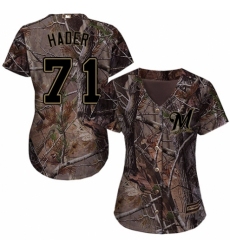Women's Majestic Milwaukee Brewers #71 Josh Hader Authentic Camo Realtree Collection Flex Base MLB Jersey