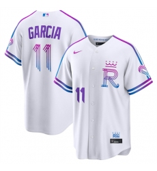 Men's Kansas City Royals #11 Maikel García White 2026 City Connect Stadium Stitched Baseball Jersey