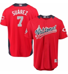 Men's Majestic Cincinnati Reds #7 Eugenio Suarez Game Red National League 2018 MLB All-Star MLB Jersey