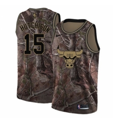 Youth Nike Chicago Bulls #15 Chandler Hutchison Swingman Camo Realtree Collection NBA Jersey