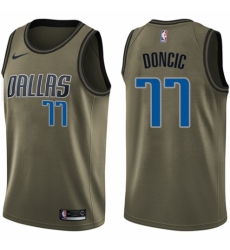 Men's Nike Dallas Mavericks #77 Luka Doncic Swingman Green Salute to Service NBA Jersey