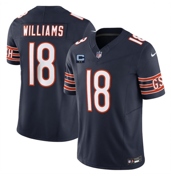 Men's Chicago Bears #18 Caleb Williams Navy 2025 F.U.S.E. With 2-Star C Vapor Untouchable Limited Stitched Football Jersey
