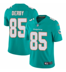 Youth Nike Miami Dolphins #85 A.J. Derby Aqua Green Team Color Vapor Untouchable Limited Player NFL Jersey