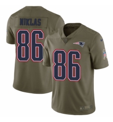 Men's Nike New England Patriots #86 Troy Niklas Limited Olive 2017 Salute to Service NFL Jersey
