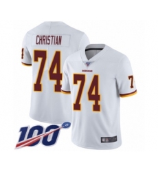 Men's Washington Redskins #74 Geron Christian White Vapor Untouchable Limited Player 100th Season Football Jersey
