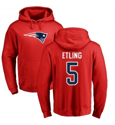 NFL Nike New England Patriots #5 Danny Etling Red Name & Number Logo Pullover Hoodie