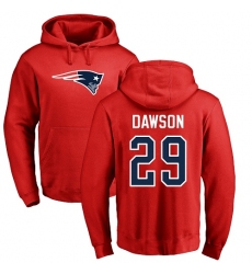 NFL Nike New England Patriots #29 Duke Dawson Red Name & Number Logo Pullover Hoodie