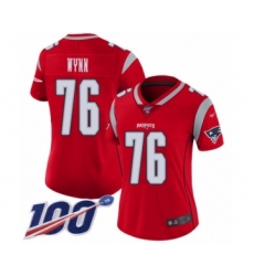 Women's New England Patriots #76 Isaiah Wynn Limited Red Inverted Legend 100th Season Football Jersey