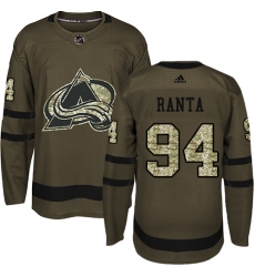 Youth Adidas Colorado Avalanche #94 Sampo Ranta Authentic Green Salute to Service NHL Jersey