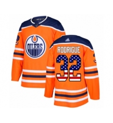 Men's Edmonton Oilers #32 Olivier Rodrigue Authentic Orange USA Flag Fashion Hockey Jersey