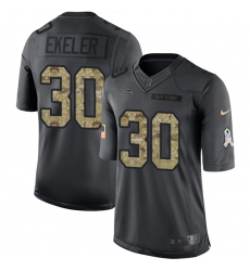 Men's Nike Los Angeles Chargers #30 Austin Ekeler Limited Black 2016 Salute to Service NFL Jersey